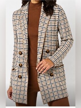 Abbott Elementary Houndstooth Blazer in Beige and Black 564